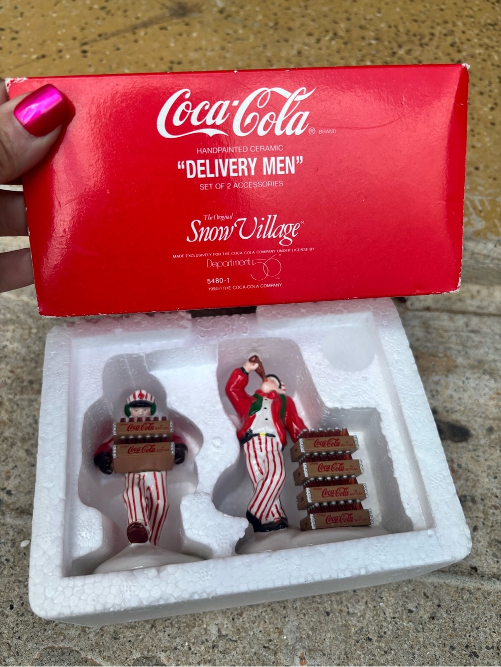 Department 56 Original Snow Village Coca-Cola Brand Delivery Men #54801 with box